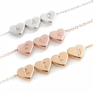 Tiny Heart Initial Necklace Personalized Gift Hand Stamped Delicate Initial Heart Pendant Bridesmaid Wedding, Birthday Best Graduation Day Gift