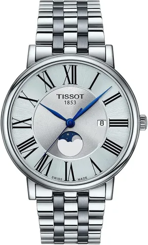 Tissot Mens Carson Premium Gent Moonphase 316L Stainless Steel case Swiss Quartz Watch, Grey, Stainless Steel, 20 (T1224231103300)
