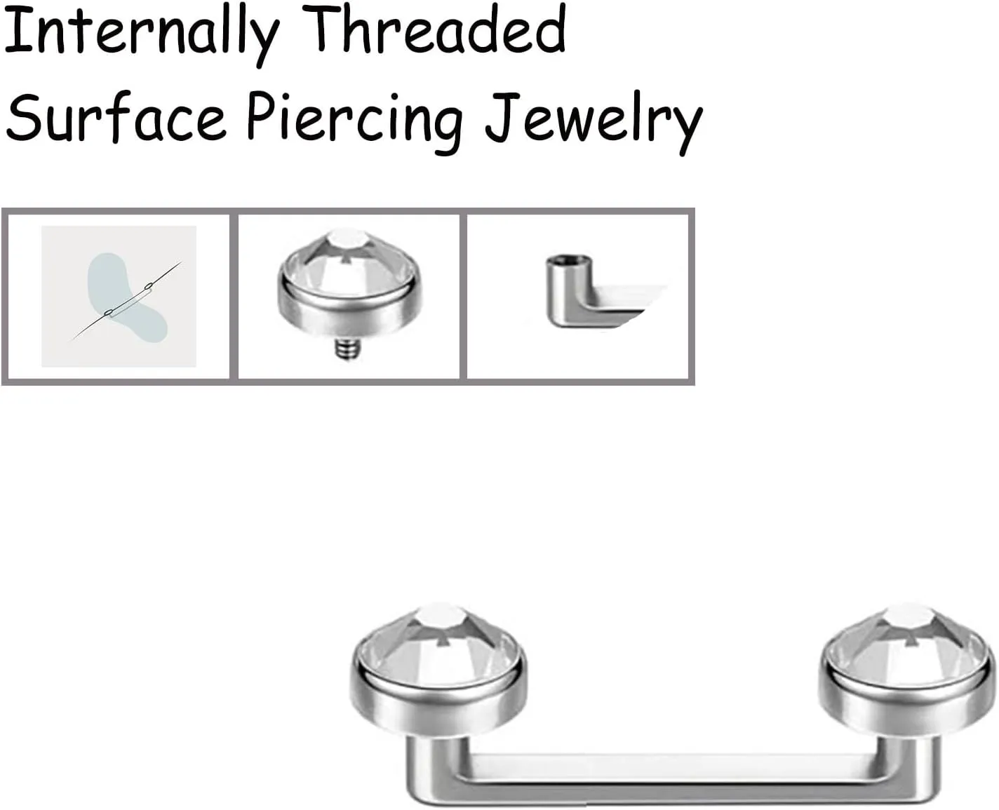 Titanium Surface Piercing Jewelry 14G Staple Surface Piercing Jewelry Flat Bar 12/14mm Length