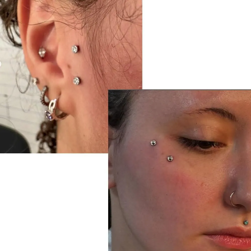 Titanium Surface Piercing Jewelry 14G Staple Surface Piercing Jewelry Flat Bar 12/14mm Length