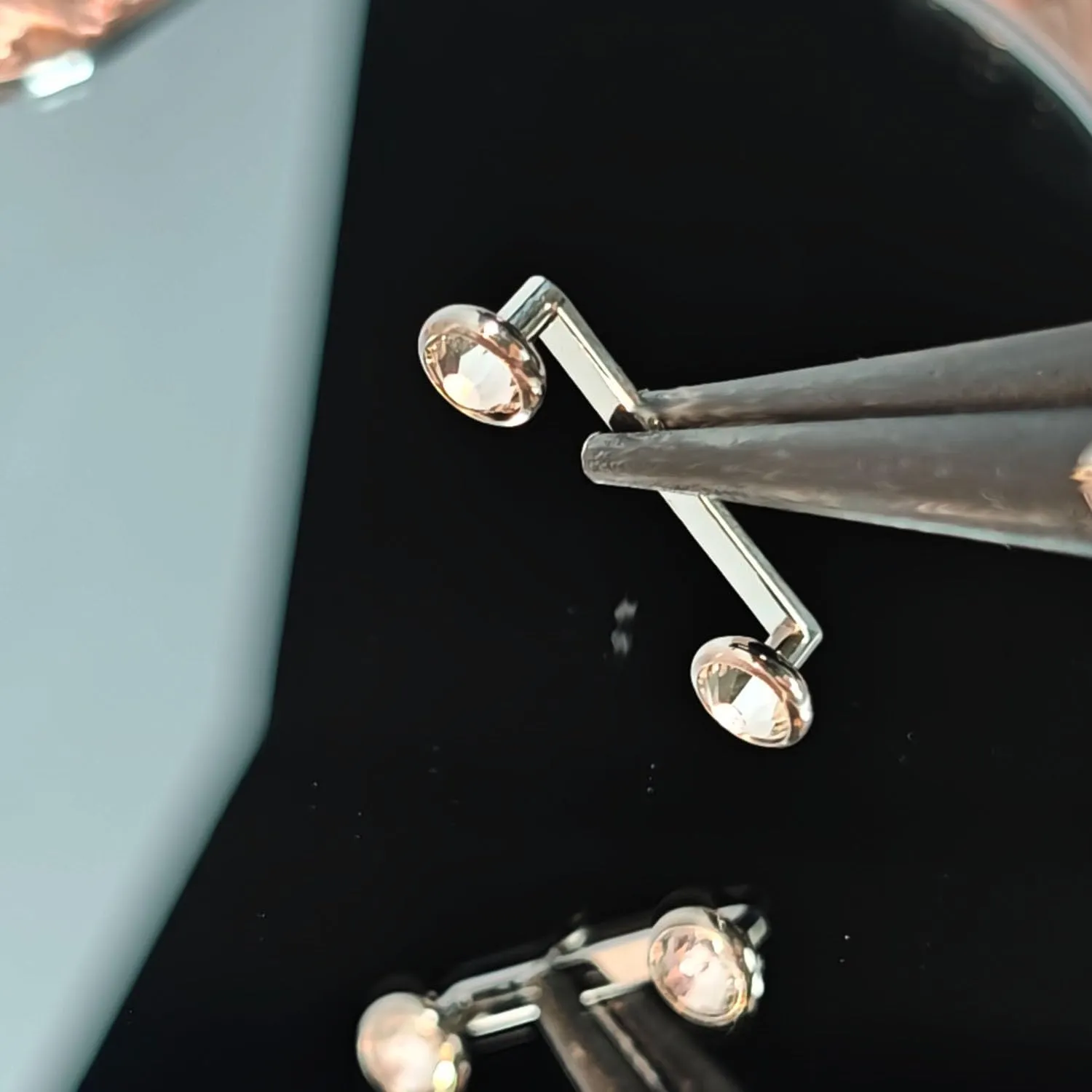 Titanium Surface Piercing Jewelry 14G Staple Surface Piercing Jewelry Flat Bar 12/14mm Length