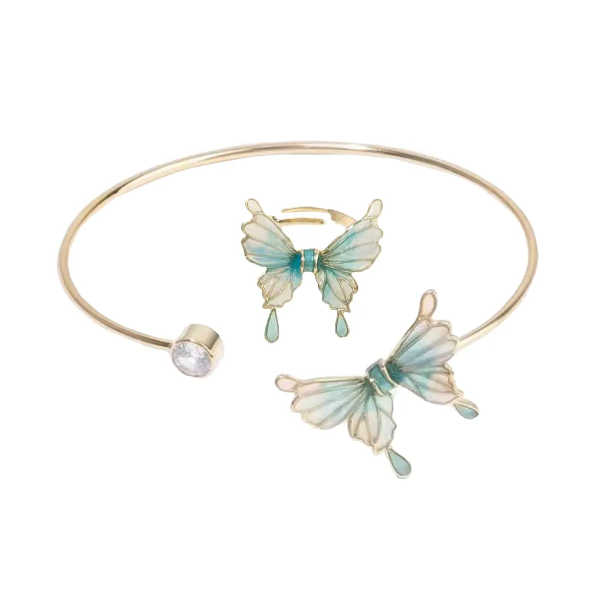 To My Daughter Butterfly Bracelets for Women Adjustable Butterfly Ring for Teen Girls,Mother's Day Gift