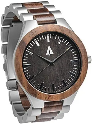 Treehut Wooden Watches for Men, Great Japanese Quartz Analog, Stylish Exotic Watch with Adjustable Stainless Steel Clasp, Wooden Buckle, Made from Walnut Wood, Relojes Hombre Mujeres