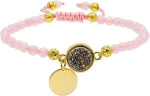TUMBEELLUWA Beads Bracelets Faceted Stone 4mm Healing Crystal Bracelet Round Druzy Adjustable Handmade Jewelry for Women