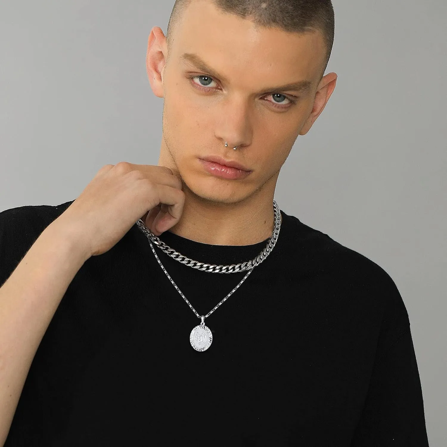 U7 Men Women 18K Gold/Platinum Plated Islamic Muslim Jewelry Oval Allah Pendant Necklace