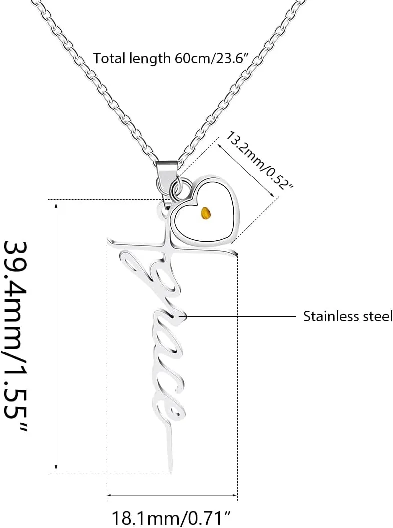 Uloveido Initial Faith Cross Necklace with Mustard Seed Heart Christian Jewelry Stainless Y1378