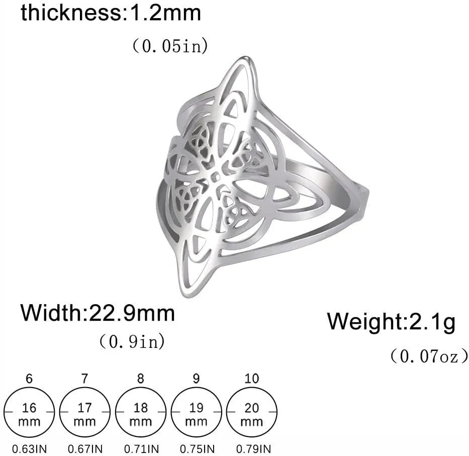 UNIFT Witch Knot Ring for Women Stainless Steel Chic Elegant Geometric Style Witchcraft Celtic Trinity Ring Wiccan Amulet Jewelry Mother's Day Birthday Gift