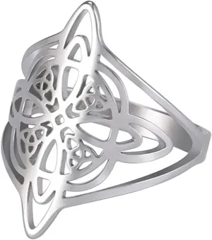 UNIFT Witch Knot Ring for Women Stainless Steel Chic Elegant Geometric Style Witchcraft Celtic Trinity Ring Wiccan Amulet Jewelry Mother's Day Birthday Gift