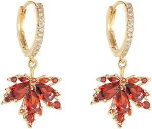 Unique Maple Leaf Dangle Drop Earrings for Women,Fashion Elegant Long Fall Earrings Sparkly Crystal Leaf Stud Earrings Hypoallergenic Party Prom Jewelry