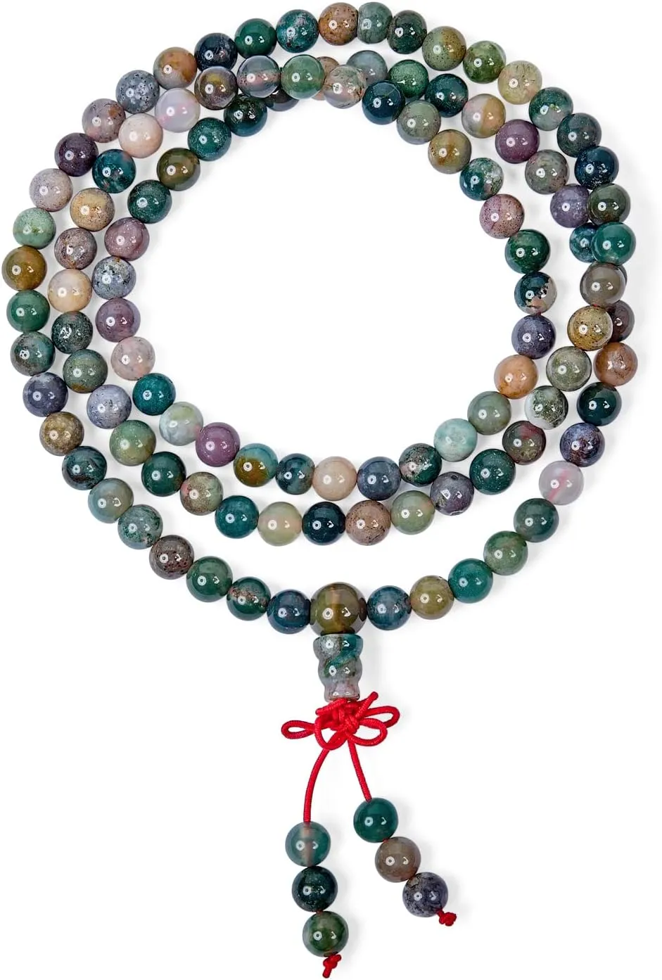 Unisex Brown Earth Gemstone Natural Carnelian Red Buddhist Mala Prayer Bead Long Natural Strands Beads for Meditation Prayer Yoga Rosary Necklace For Men For Women Stacking Wrap Stretch Bracelet