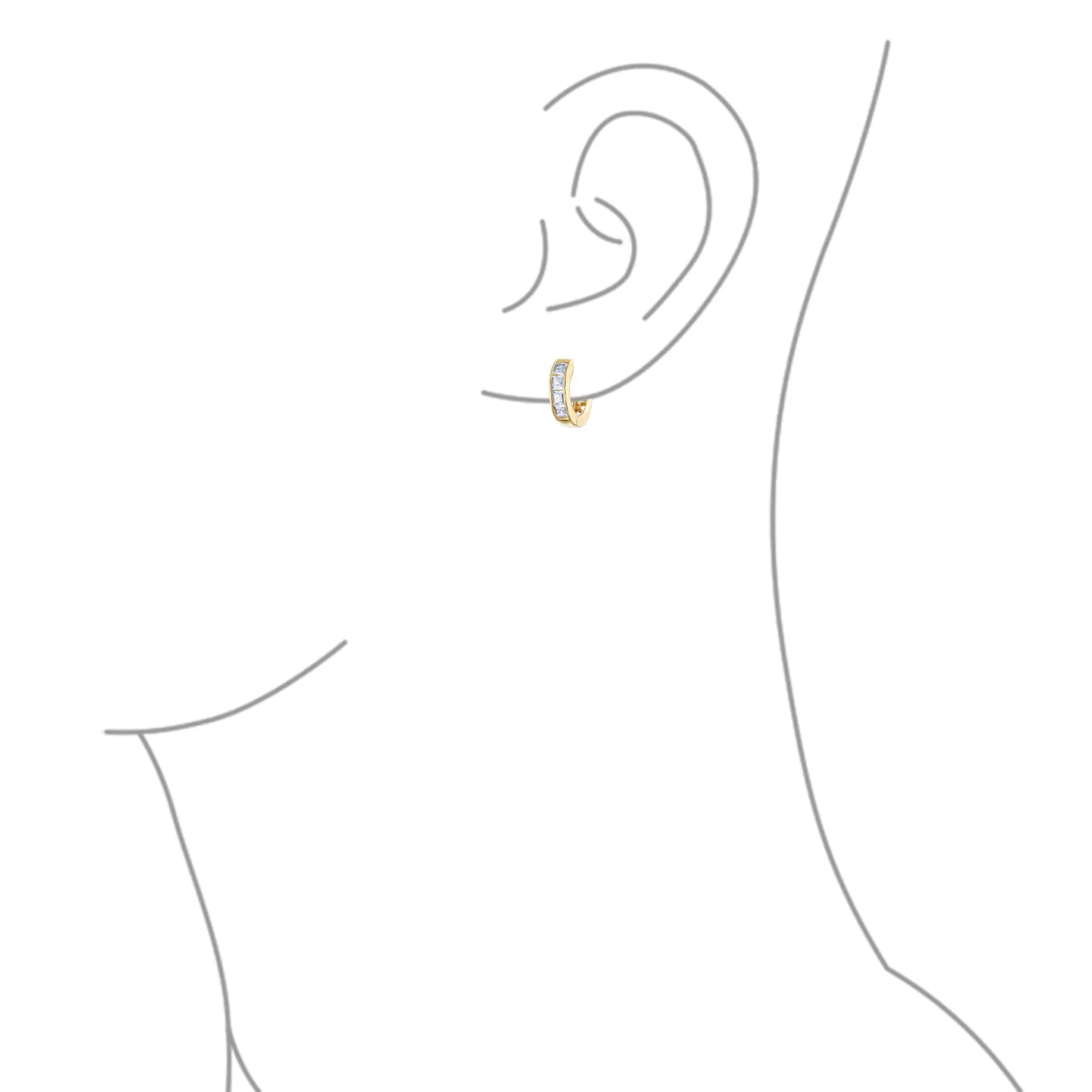 Unisex Small CZ Hoop Earrings in Gold-Plated Sterling Silver Multi-Color Options