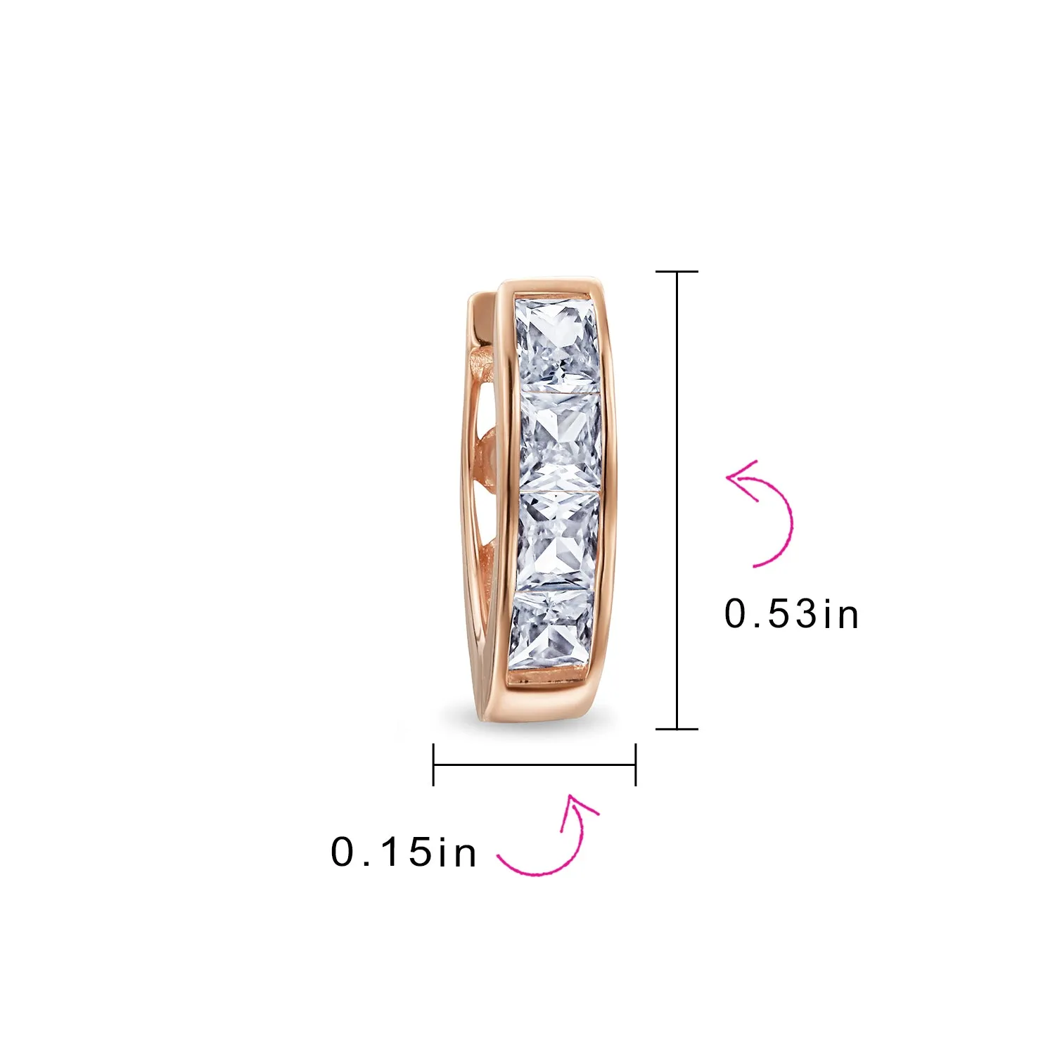 Unisex Small CZ Hoop Earrings in Gold-Plated Sterling Silver Multi-Color Options
