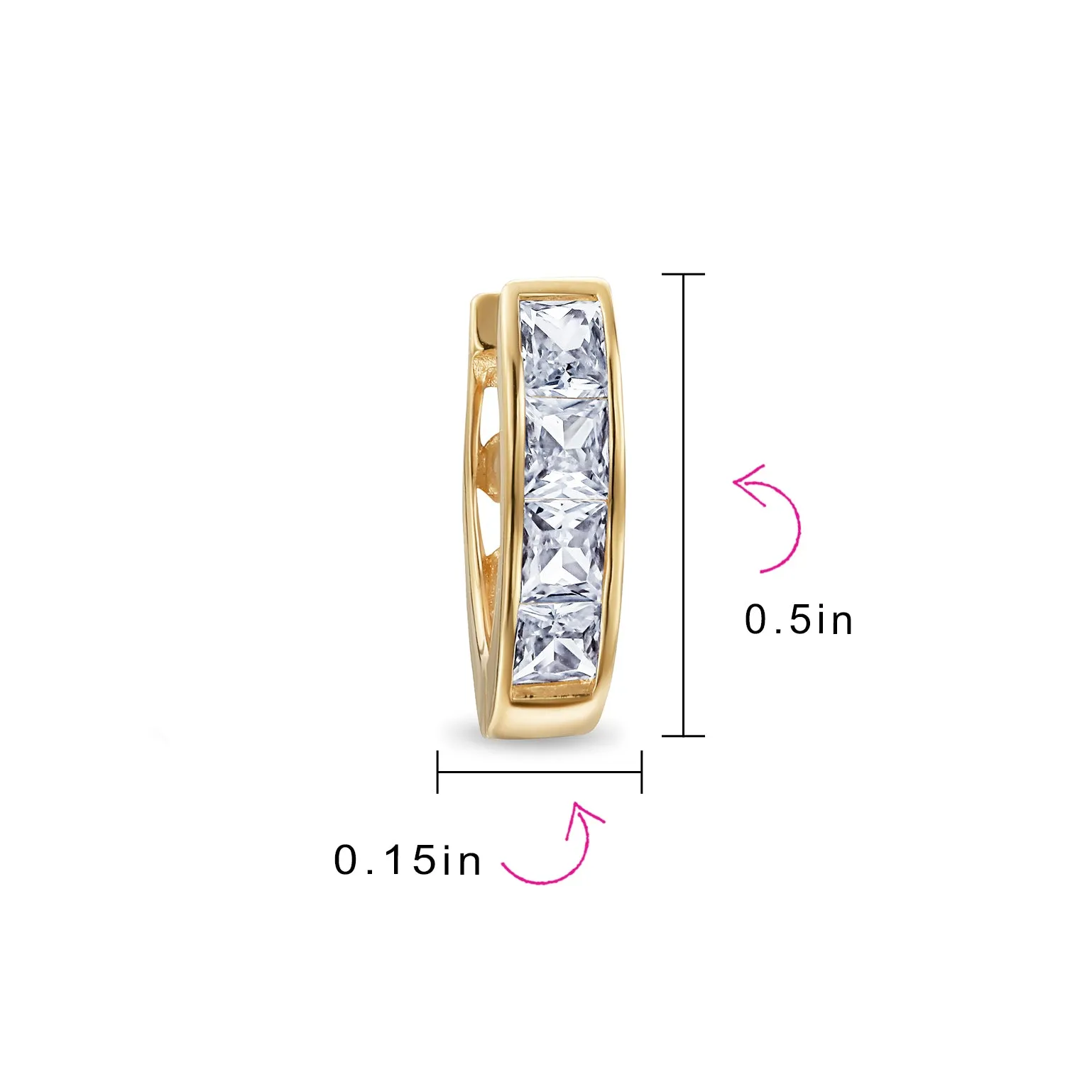 Unisex Small CZ Hoop Earrings in Gold-Plated Sterling Silver Multi-Color Options
