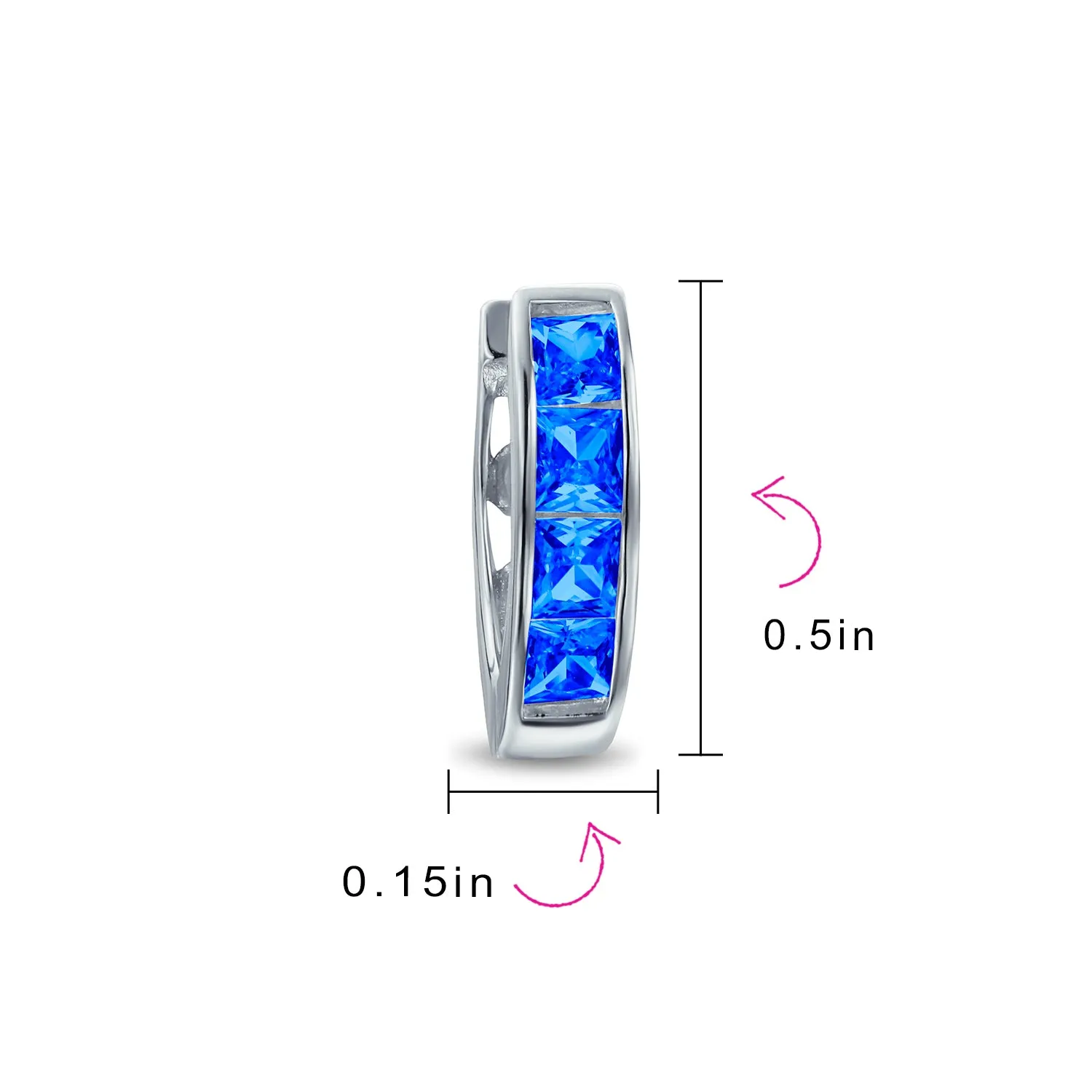 Unisex Small CZ Hoop Earrings in Gold-Plated Sterling Silver Multi-Color Options