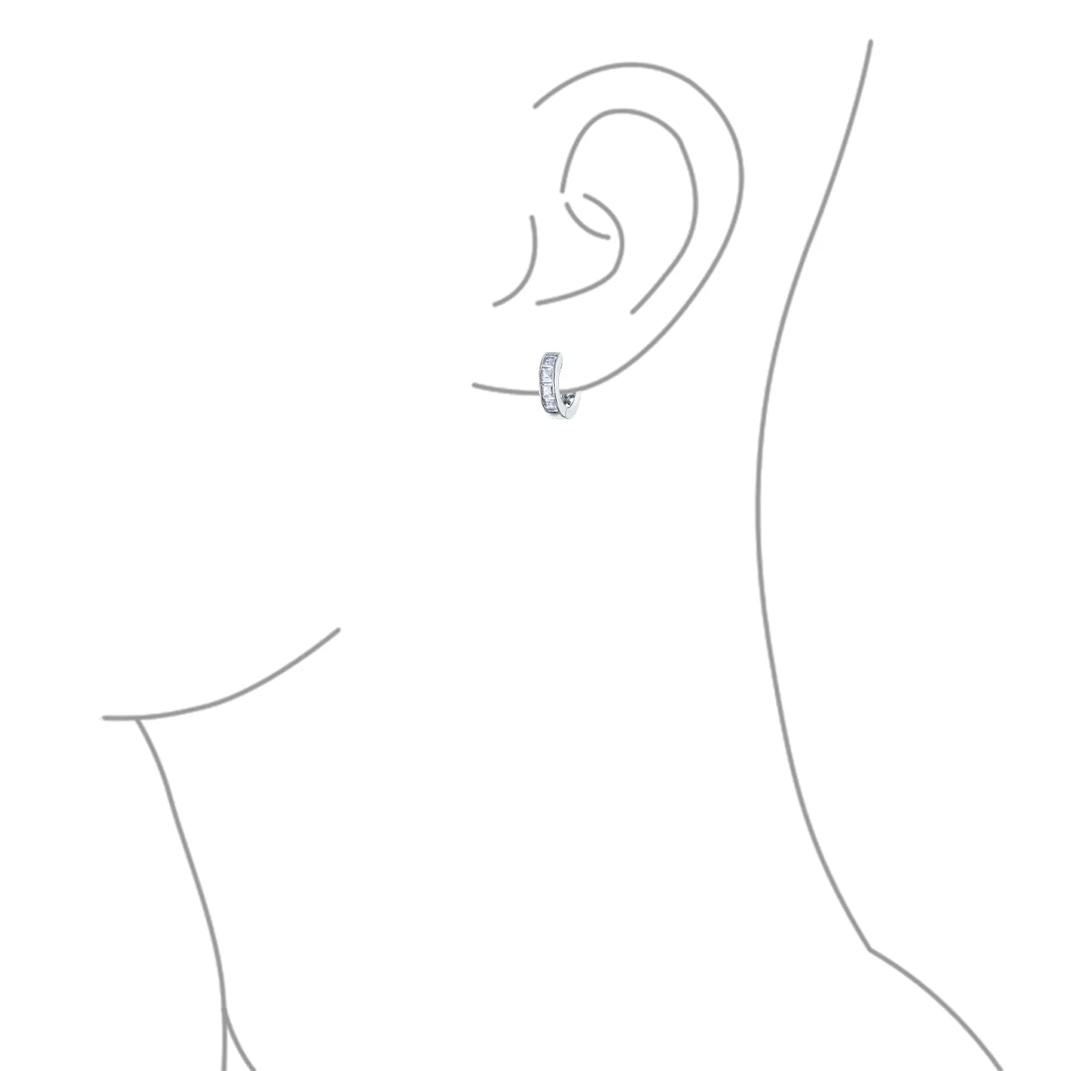 Unisex Small CZ Hoop Earrings in Gold-Plated Sterling Silver Multi-Color Options
