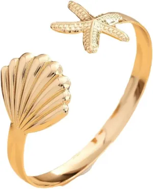 Upper Arm Cuff Bracelets for Women Gold Adjustable Starfish Arm Cuff Fashion Open Bangle Bracelet Summer Beach Starfish Accessories Jewelry for Women