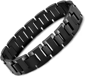 Urban Jewelry Mens Link Bracelet, Stylish Solid Tungsten Bracelet for Men (8.3 Inches, Matte Black, Shiny Black and Silver Option)