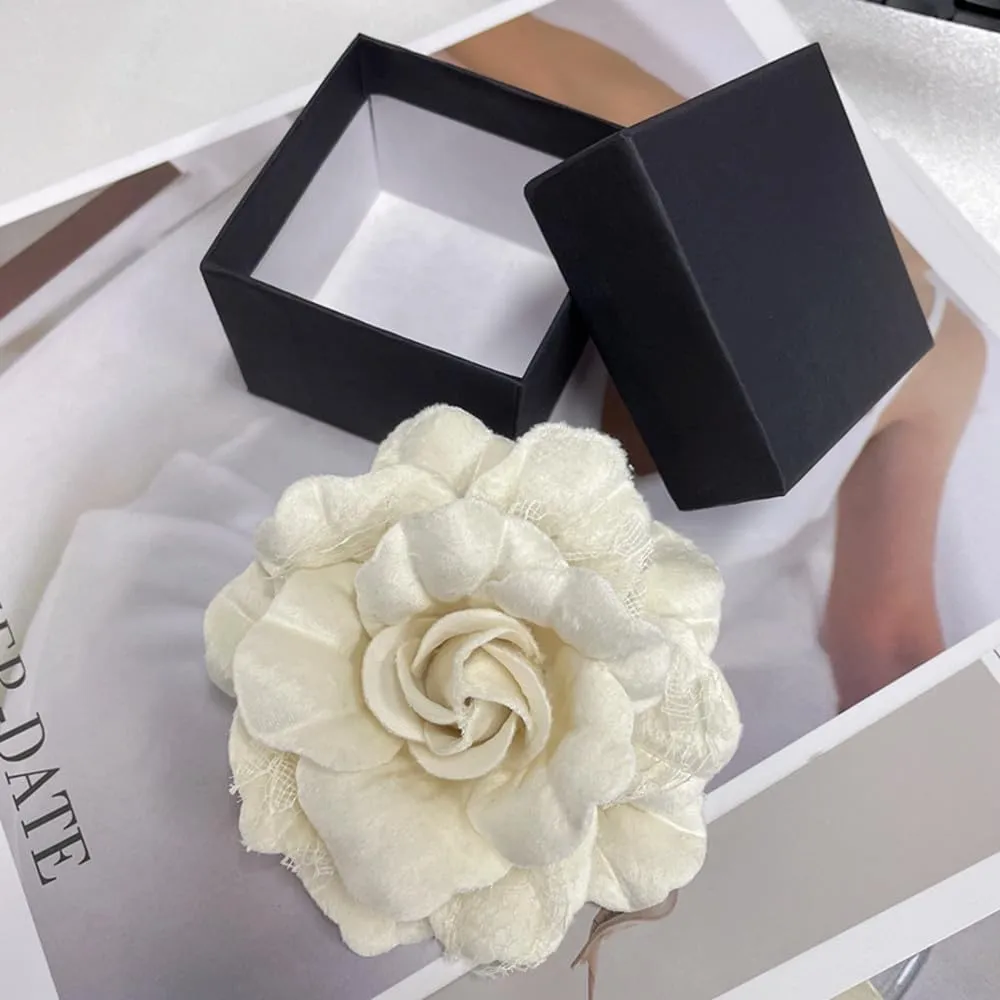Velvet Camellia Flower Brooches Lapel Pins Lace Flowers Brooch Classic for Wedding Party Dance Banquet for Women Shirt Hat Bag Ceremony Clothes Accessories Jewelry Valentine's Day Gifts
