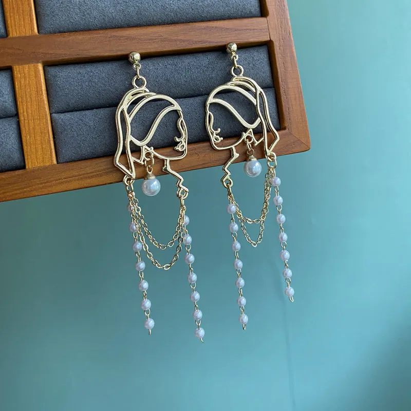 Vintage earrings Girl with a pearl earring earrings, boho, bohemian, vintage earrings, art deco earrings, 1980s, Vermeer