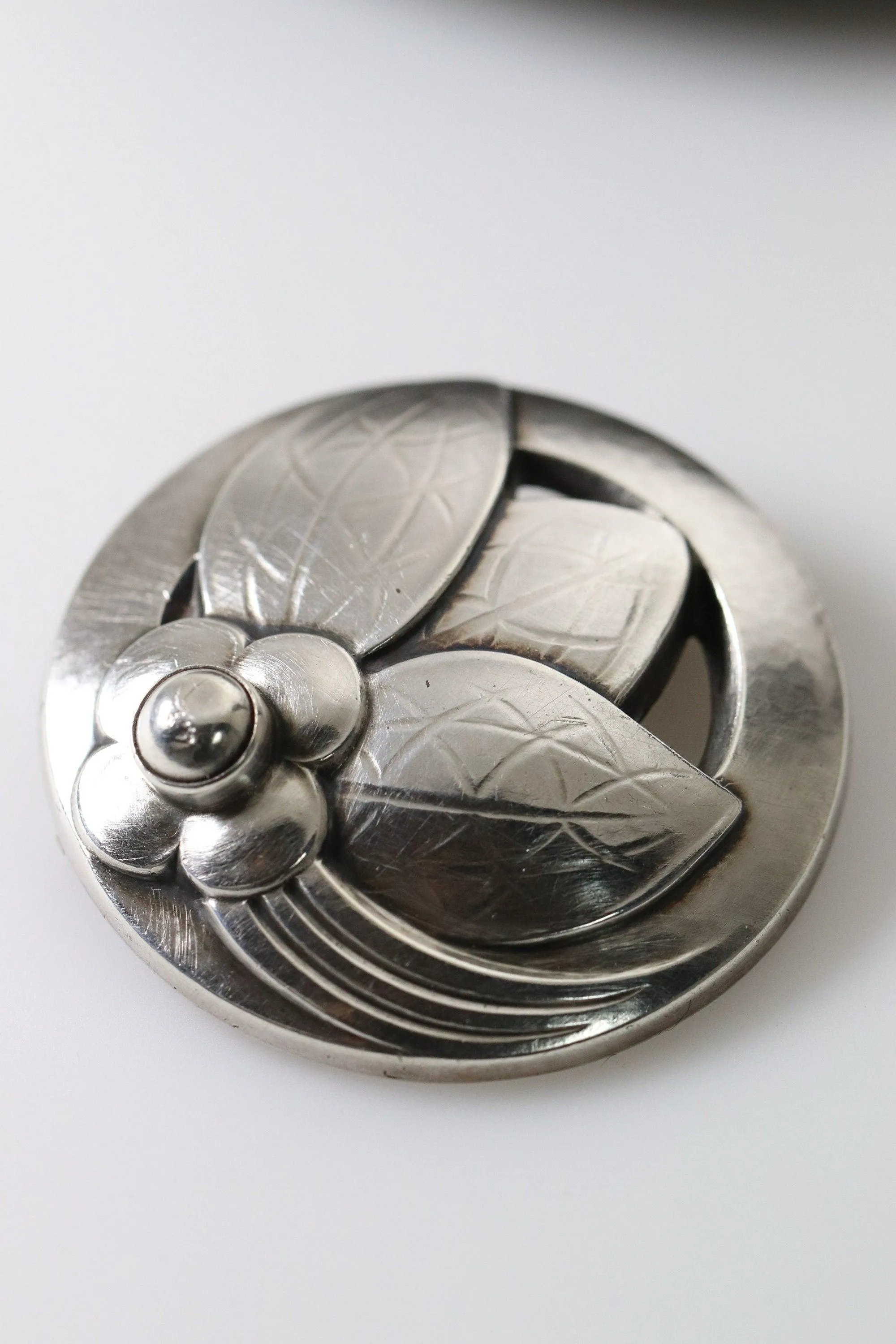 Vintage Georg Jensen Jewelry | Art Deco Foral Foliat Brooch 127