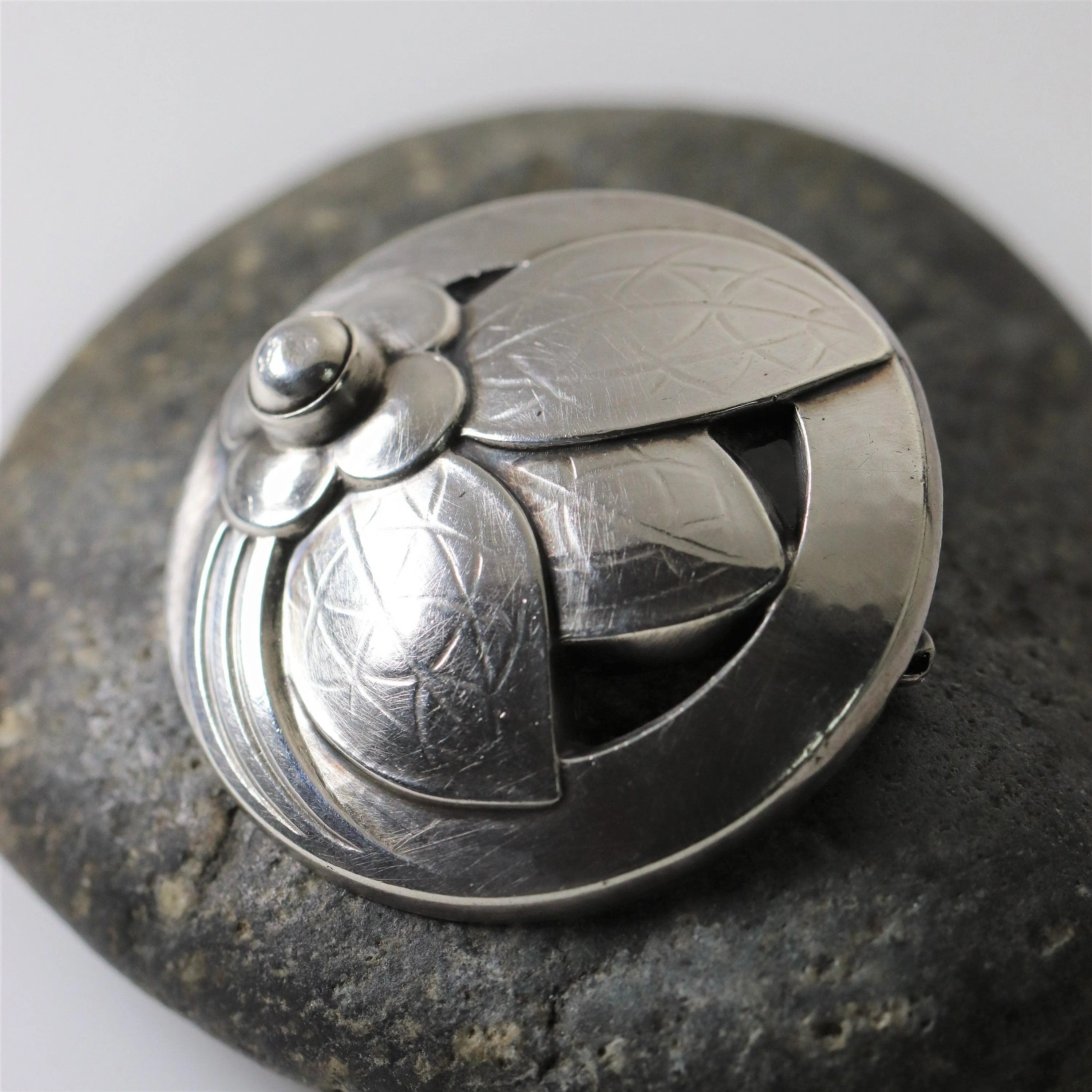 Vintage Georg Jensen Jewelry | Art Deco Foral Foliat Brooch 127