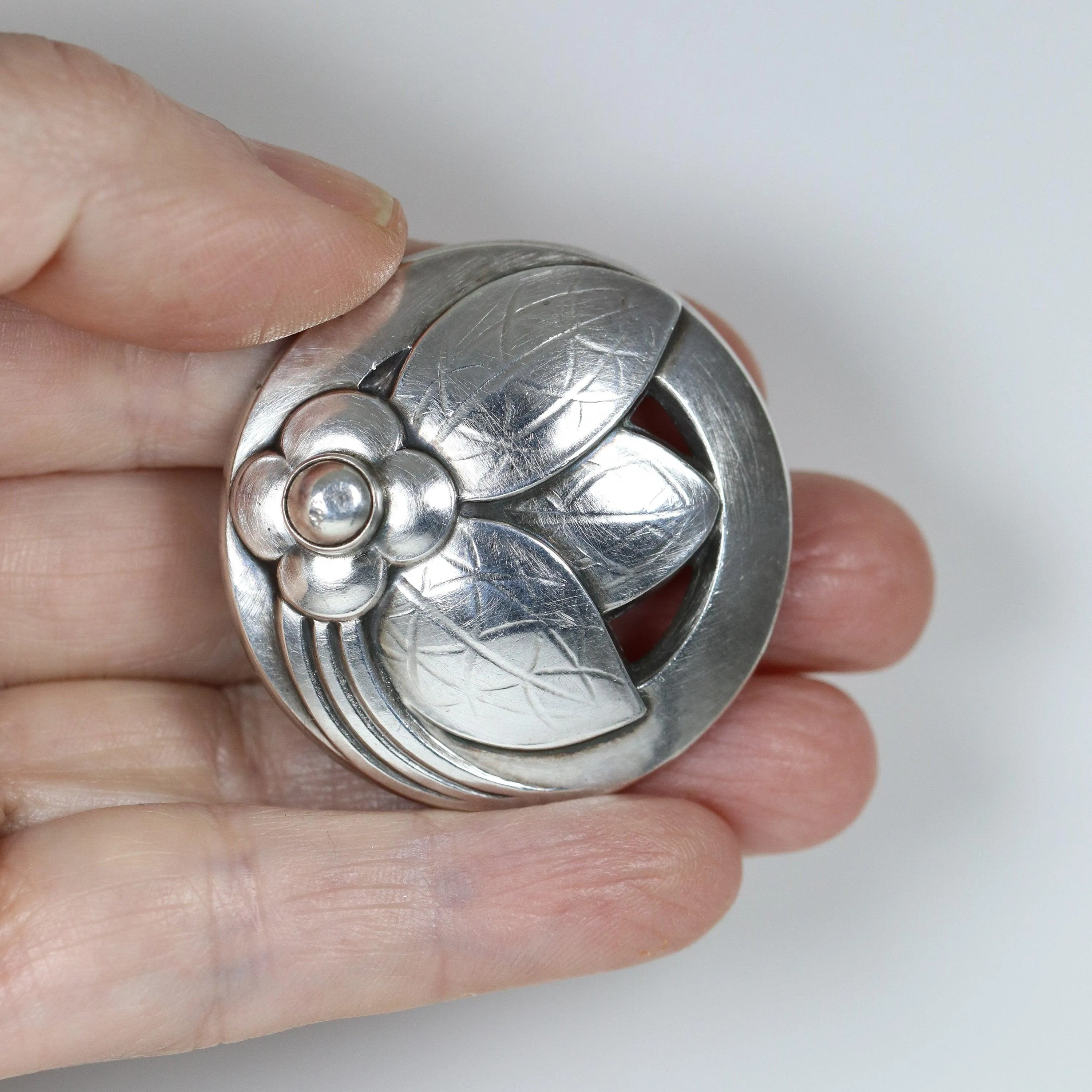 Vintage Georg Jensen Jewelry | Art Deco Foral Foliat Brooch 127