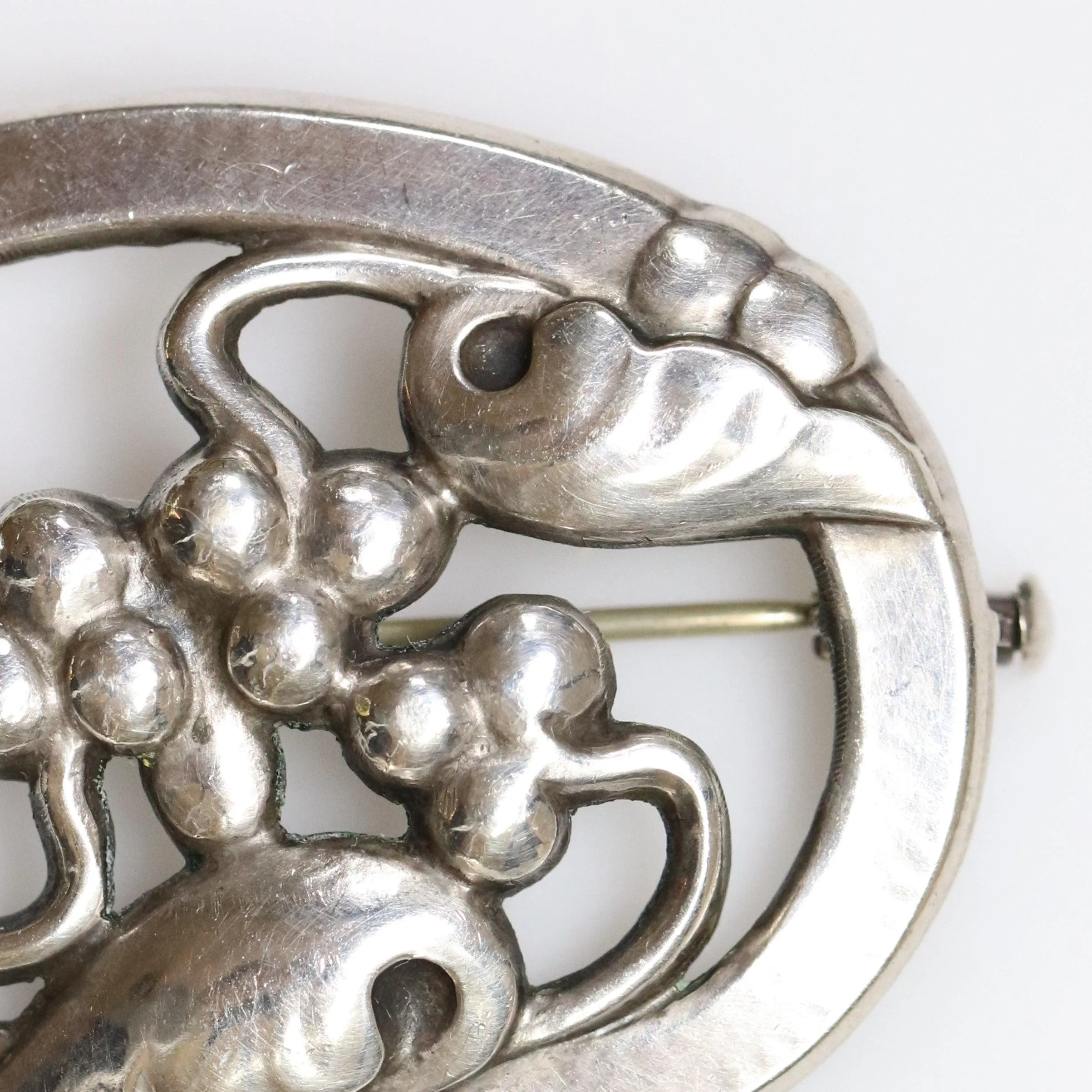 Vintage Georg Jensen Jewelry | Art Nouveau Moonlight Grape Brooch 101