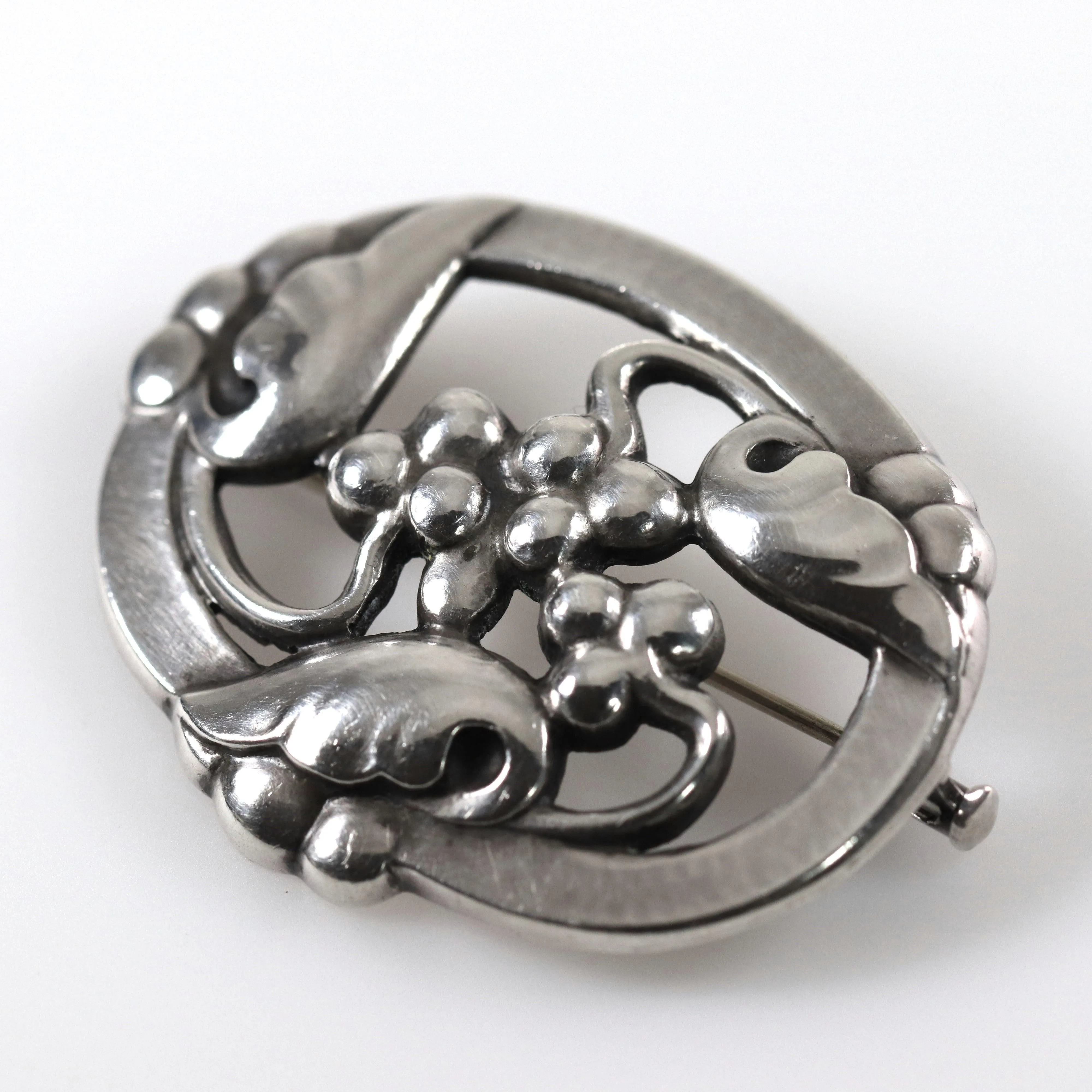 Vintage Georg Jensen Jewelry | Art Nouveau Moonlight Grape Brooch 101
