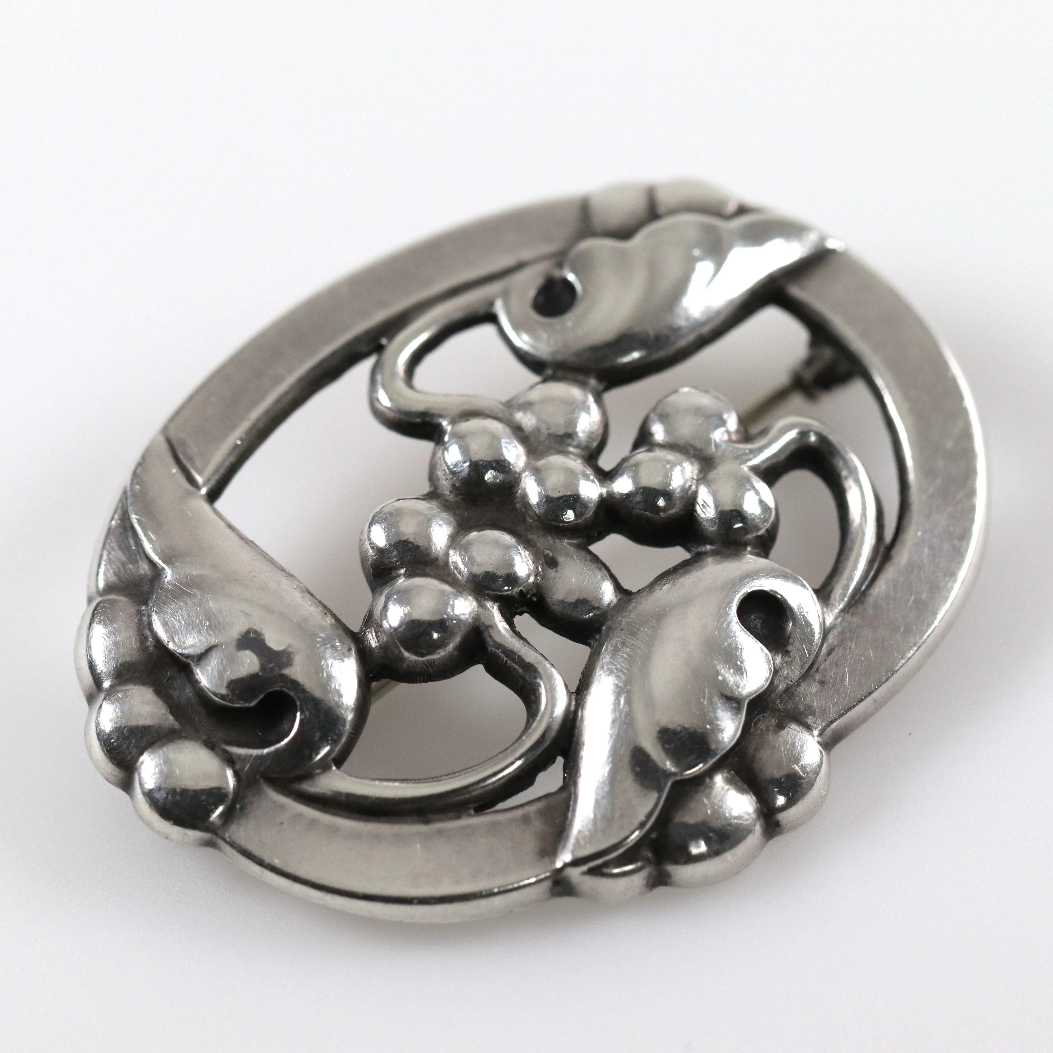 Vintage Georg Jensen Jewelry | Art Nouveau Moonlight Grape Brooch 101