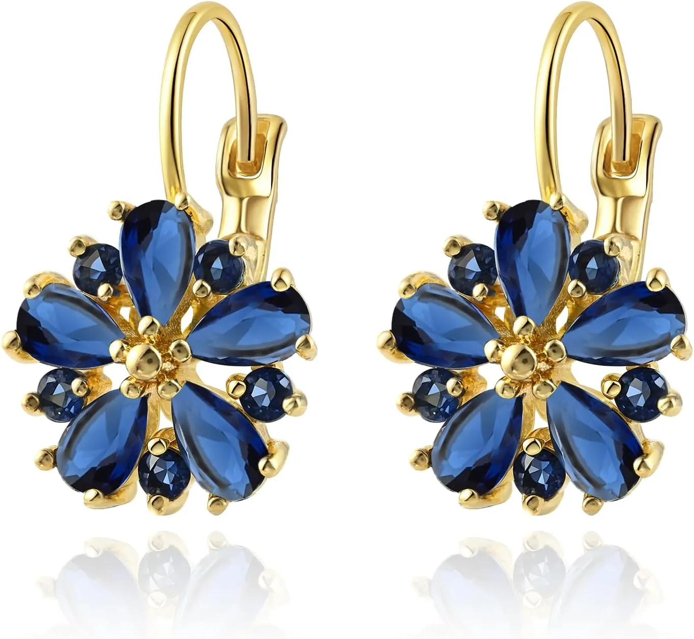 Vintage Gold Flower Birthstone Earrings - Hypoallergenic Leverback Floral Earrings, Trendy Jewelry Gift for Women