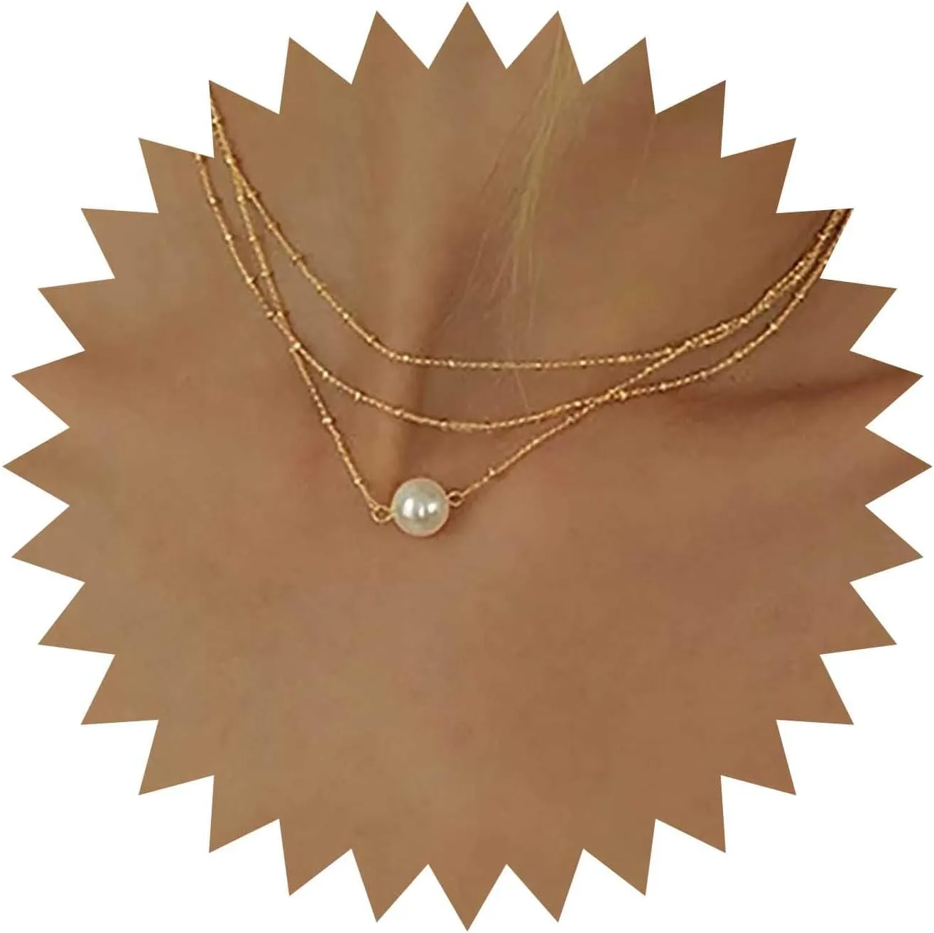 Vintage Layered Pearl Choker Necklace Floating Pearl Pendent Necklace Gold Pearl Chain Necklace White Pearl Necklace Chain Jewelry for Women