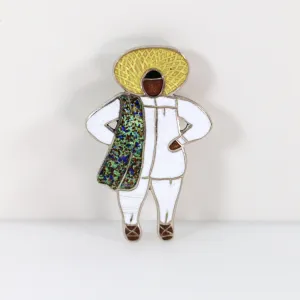 Vintage Margot de Taxco Silver Mexican Jewelry | Indigenous Man Enamel Pin