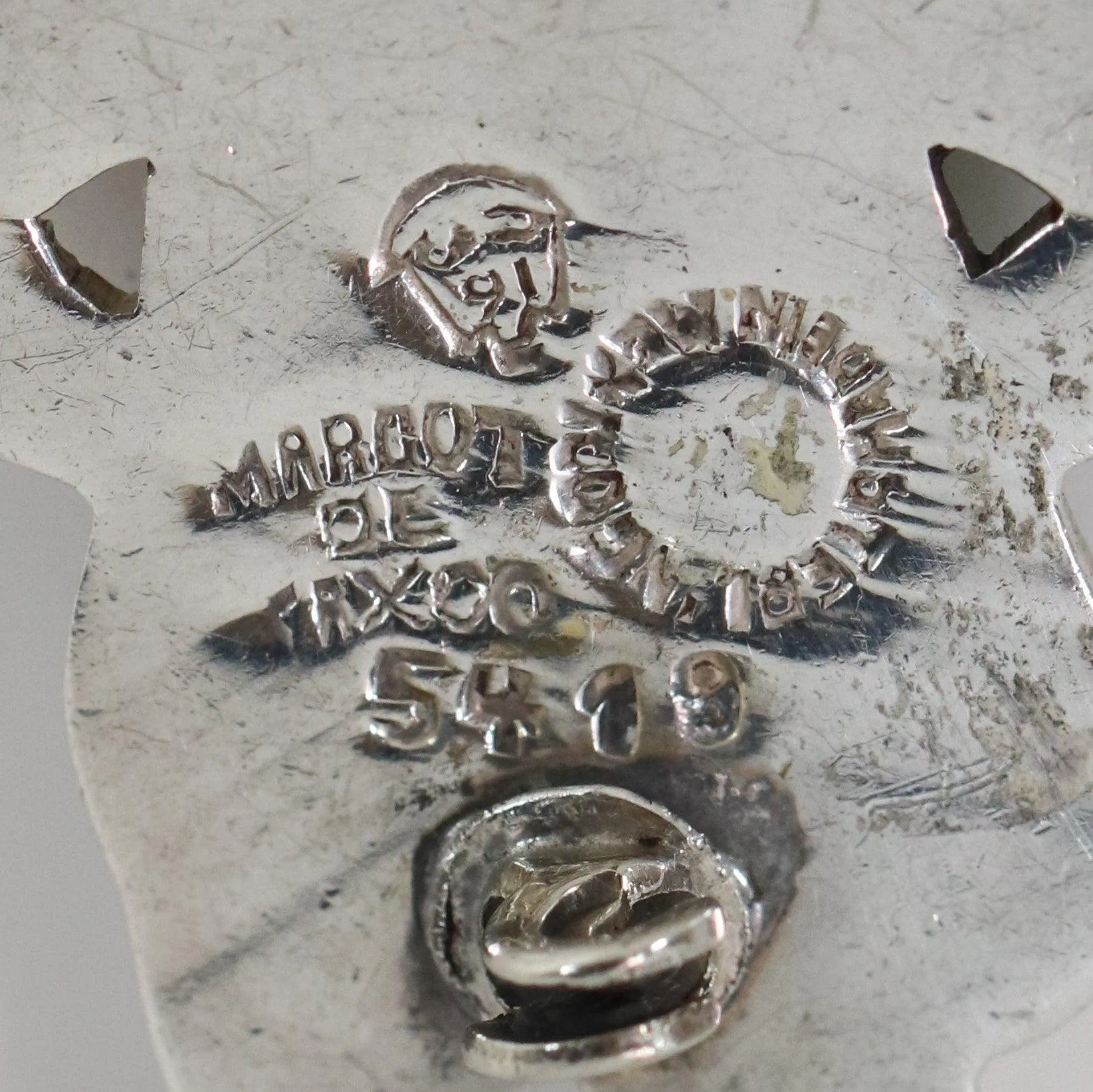 Vintage Margot de Taxco Silver Mexican Jewelry | Indigenous Man Enamel Pin