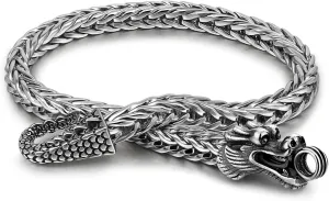 Vintage Men 925 Sterling Silver Dragon Bracelet 5MM7 7.5" 8 "8.5" 9" Franco Link Curb Chain Bangle Fashion Punk Gold Fine Jewelry Gift