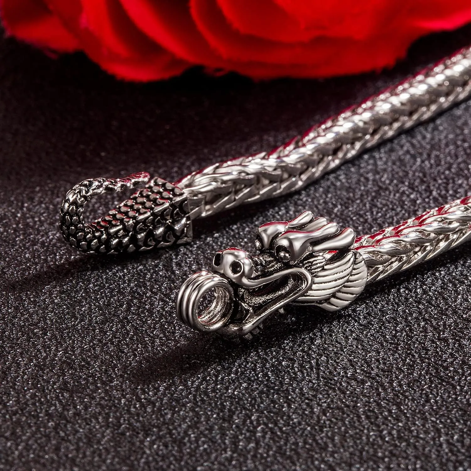 Vintage Men 925 Sterling Silver Dragon Bracelet 5MM7 7.5" 8 "8.5" 9" Franco Link Curb Chain Bangle Fashion Punk Gold Fine Jewelry Gift