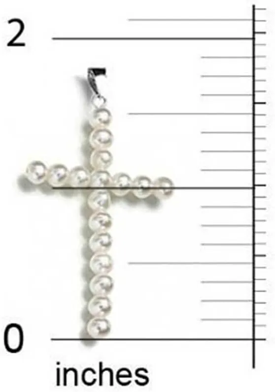 Vintage Style Bridal Simple Religious Simulated White Pearl Infinity Cross Necklace Pendant For Women Wedding Teen .925 Sterling Silver