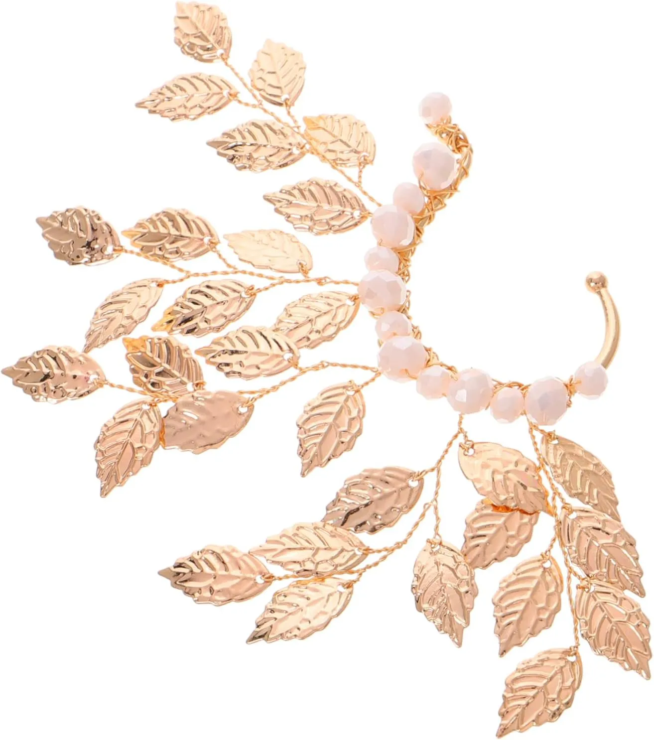 Vintage Style Non Pierced Ear Cuff for Women Delicate Metal Leaf Design with Crystal Accents Sturdy and Convenient Ear Clip for Various Occasions