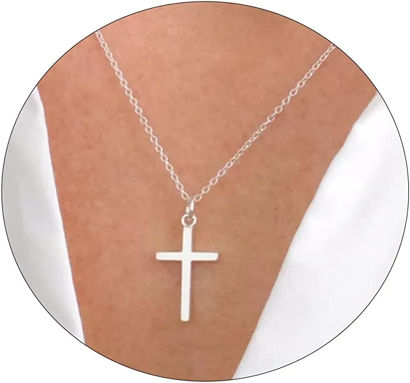 VIROMY Gold Cross Necklace for Women 14K Gold Plated Cute Sidways Cross Pendant Choker Necklaces Simple Trendy Everyday Jewelry for Women