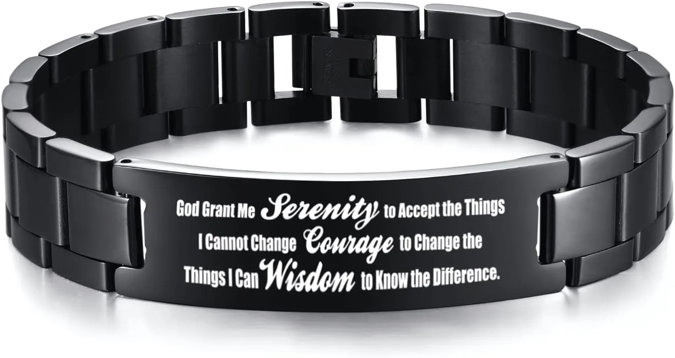 VNOX Christian Bracelet for Men Personalized Bible Verse Stainless Steel Chain Bracelet Inspirational Gift for Men,Adjustable