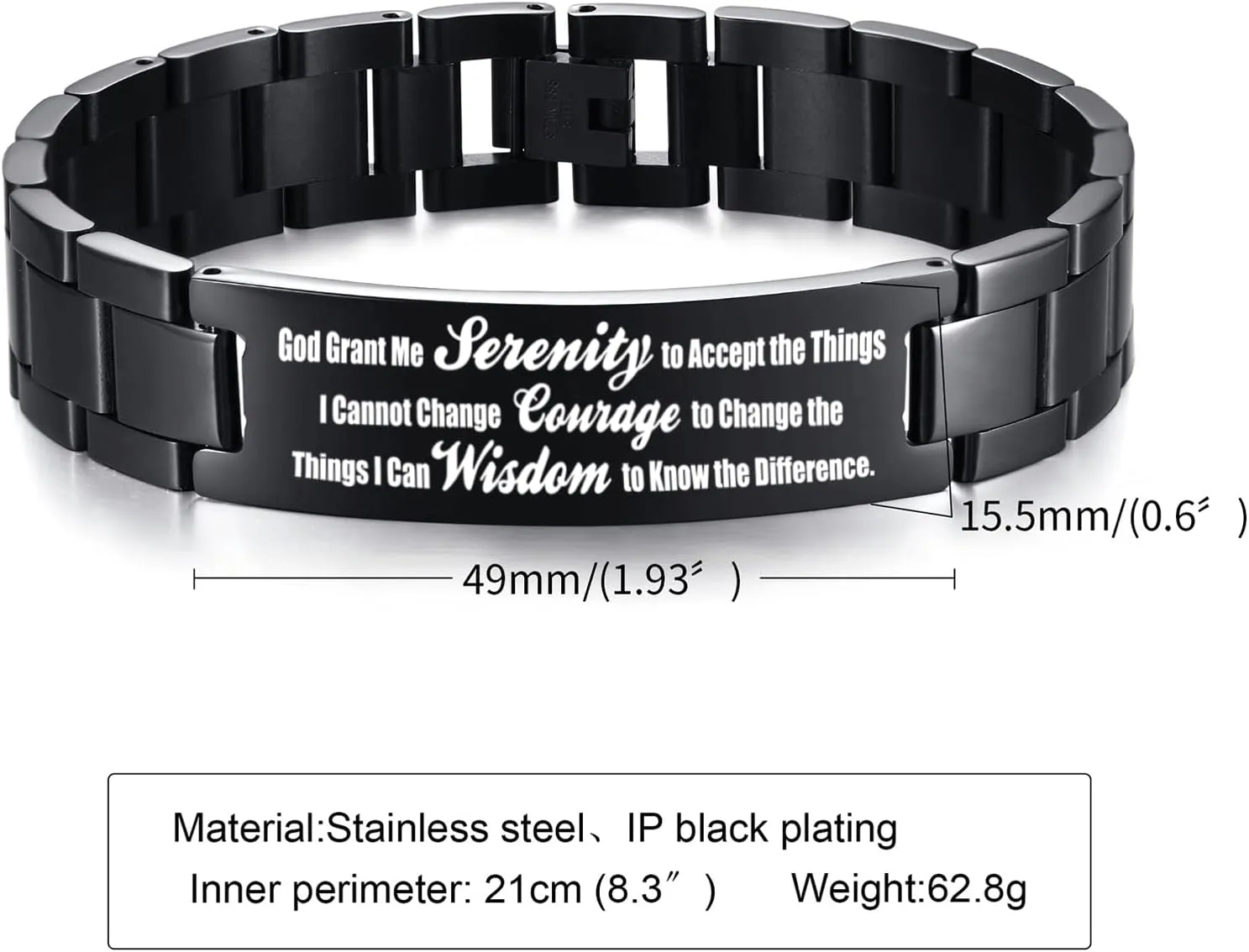 VNOX Christian Bracelet for Men Personalized Bible Verse Stainless Steel Chain Bracelet Inspirational Gift for Men,Adjustable
