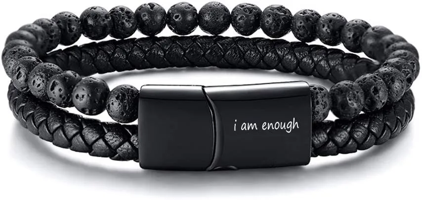 VNOX Men's Personalized Inspirational Mantra Braided Wrap Leather Rope Bracelet Cuff Bangle Encouragement Motivational Gift for Men Boys