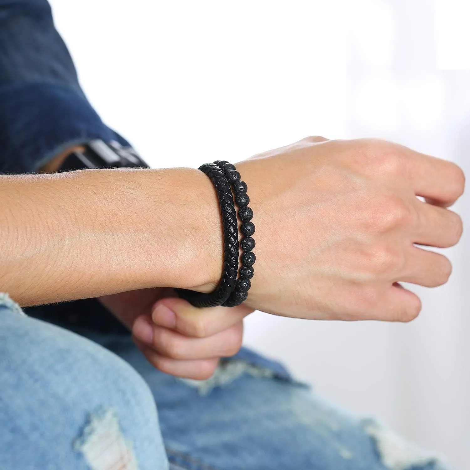 VNOX Men's Personalized Inspirational Mantra Braided Wrap Leather Rope Bracelet Cuff Bangle Encouragement Motivational Gift for Men Boys