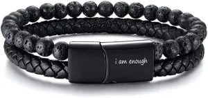 VNOX Men's Personalized Inspirational Mantra Braided Wrap Leather Rope Bracelet Cuff Bangle Encouragement Motivational Gift for Men Boys