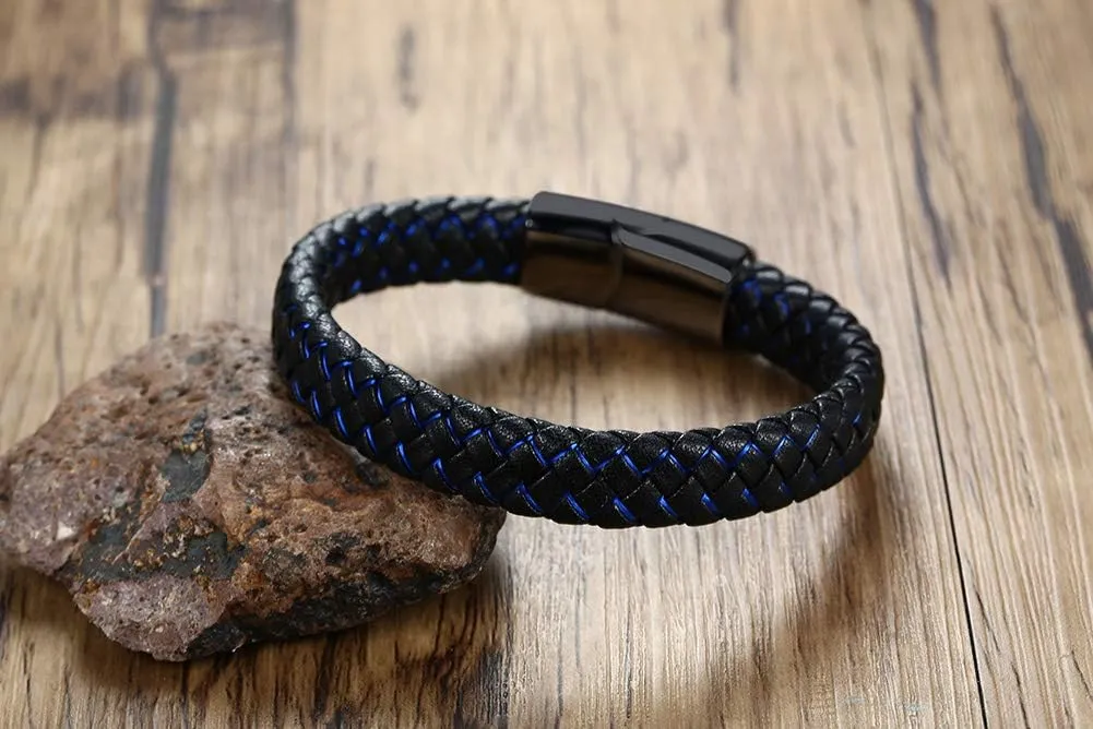VNOX Personalized Cross Inspirational Christian Quote Two-Tone Braided Leather Bracelet Cuff Bangle Wristband Bible Verse Bracelet Gift for Men Boys