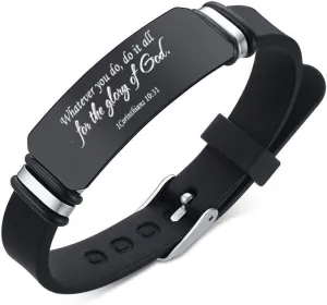 VNOX Religious Inspirational Bible Quote Personalized Silicone Watch Bands Bracelet Adjustable Motivational Encouragement ID Bracelets for Men Boys Son