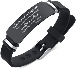 VNOX Religious Inspirational Bible Quote Personalized Silicone Watch Bands Bracelet Adjustable Motivational Encouragement ID Bracelets for Men Boys Son