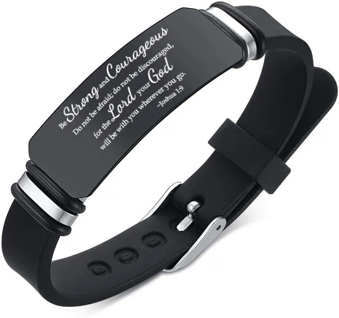 VNOX Religious Inspirational Bible Quote Personalized Silicone Watch Bands Bracelet Adjustable Motivational Encouragement ID Bracelets for Men Boys Son