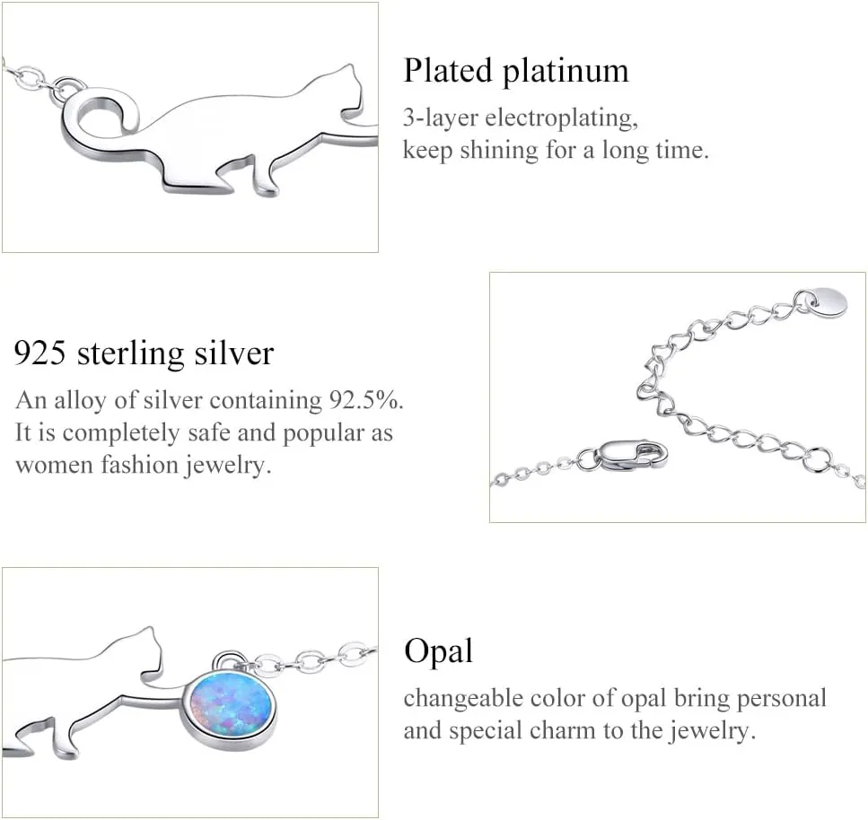 VOROCO 925 Sterling Silver Bracelet for Women Adjustable Link Chain. Cat Butterfly Snake Dog Fashion Bracelet for Teen