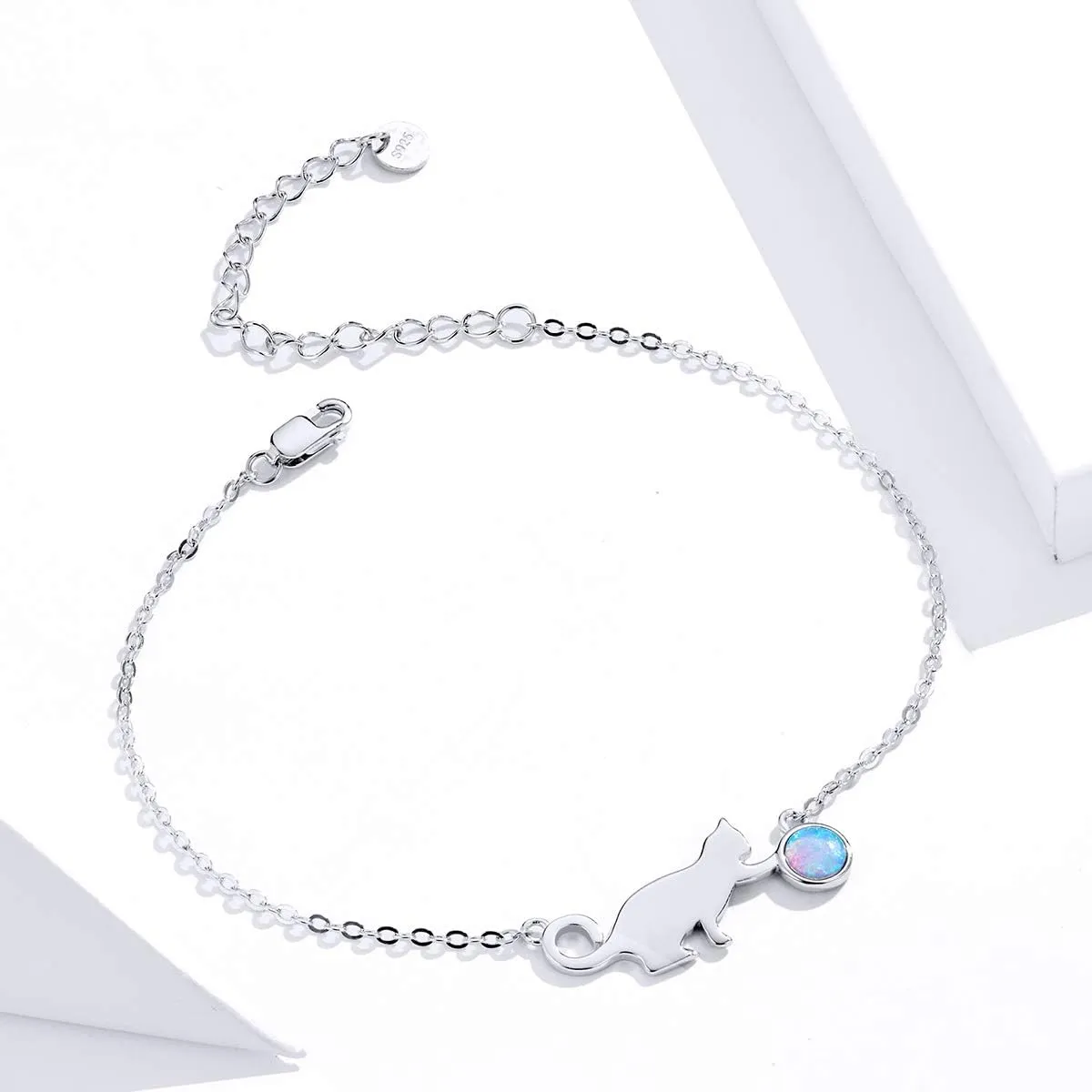 VOROCO 925 Sterling Silver Bracelet for Women Adjustable Link Chain. Cat Butterfly Snake Dog Fashion Bracelet for Teen