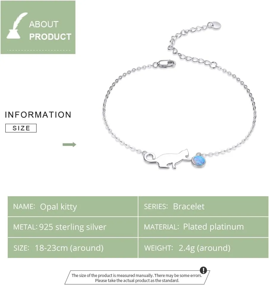 VOROCO 925 Sterling Silver Bracelet for Women Adjustable Link Chain. Cat Butterfly Snake Dog Fashion Bracelet for Teen
